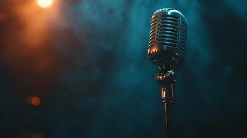 麦克风与暗调背景