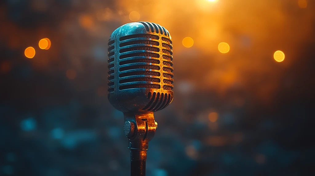 麦克风与暗调背景