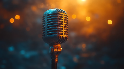 麦克风与暗调背景
