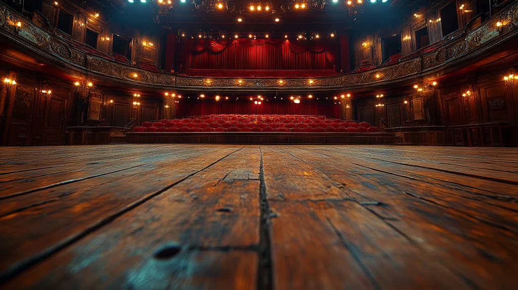 红丝绒舞台与木地板