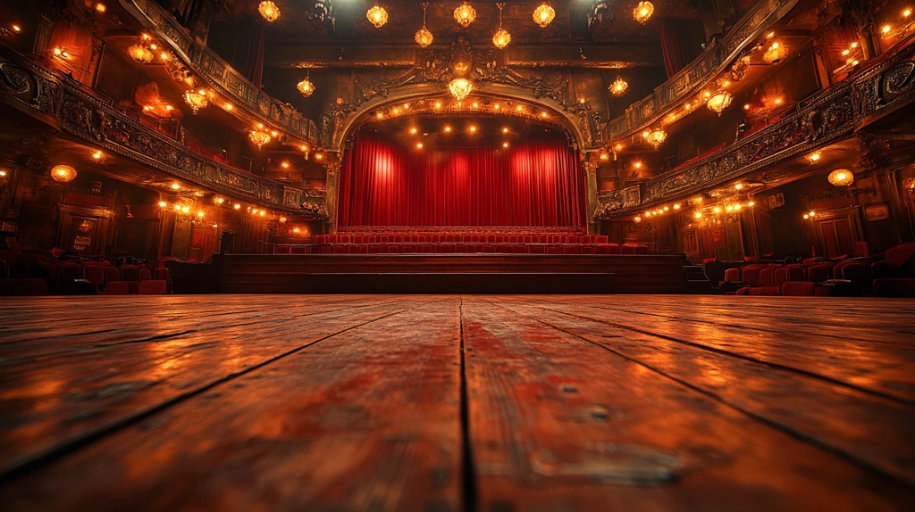 红丝绒舞台与木地板
