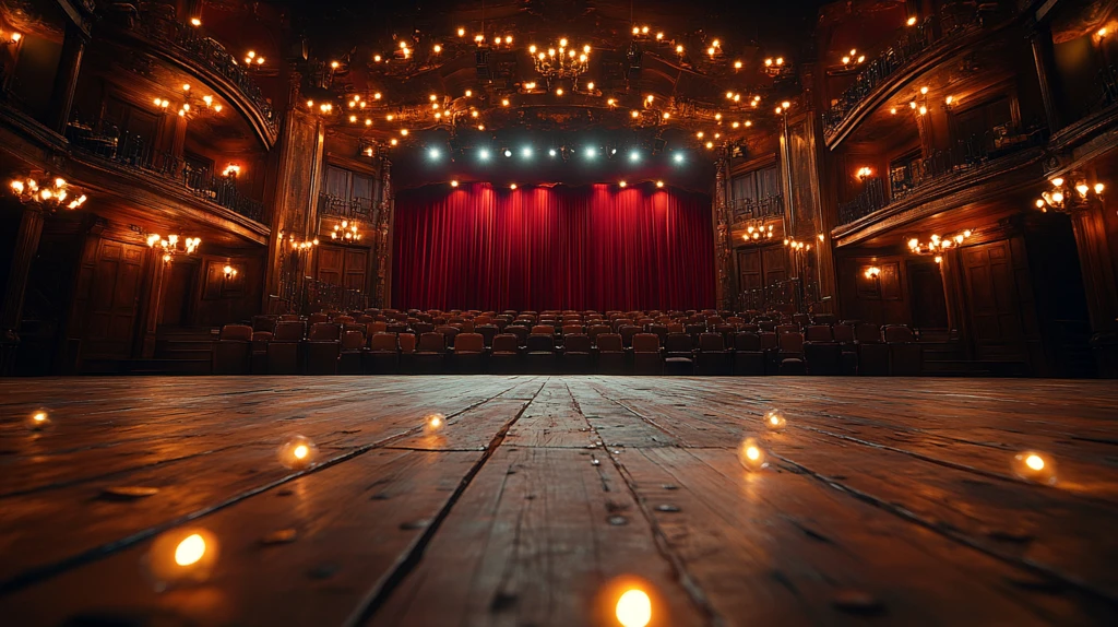 红丝绒舞台与木地板