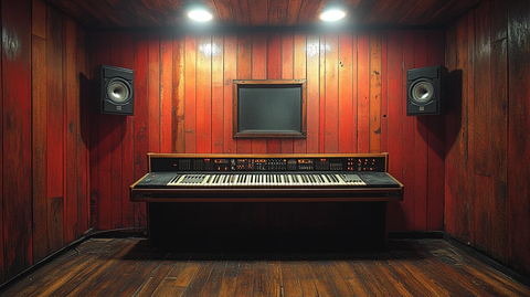 60年代音乐录音室木墙板
