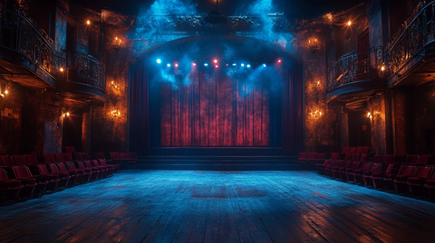 剧院学校假期归来背景图