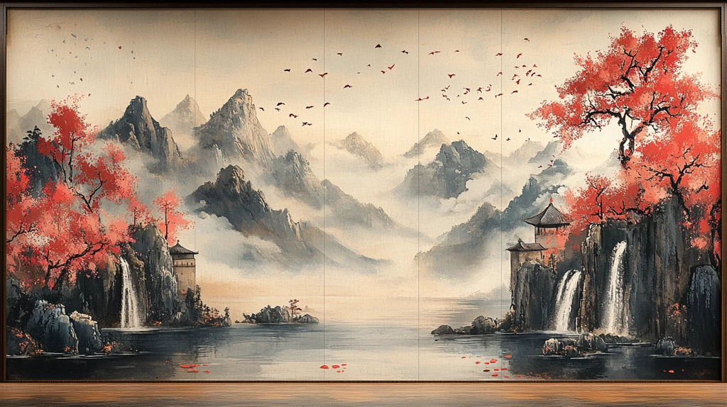 黄色下摆中式舞台幕布