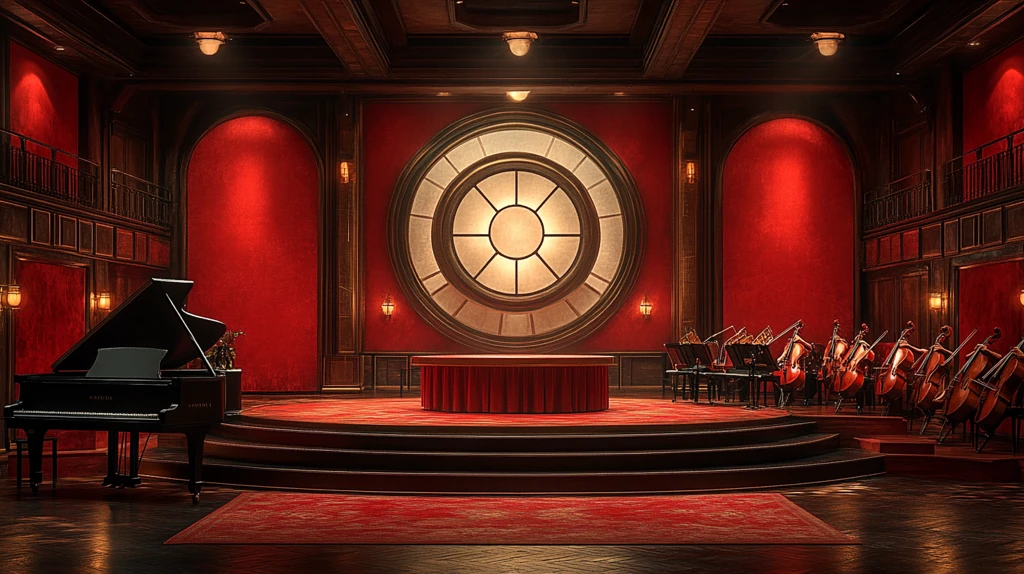 舞台红白装饰圆台钢琴