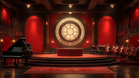 舞台红白装饰圆台钢琴