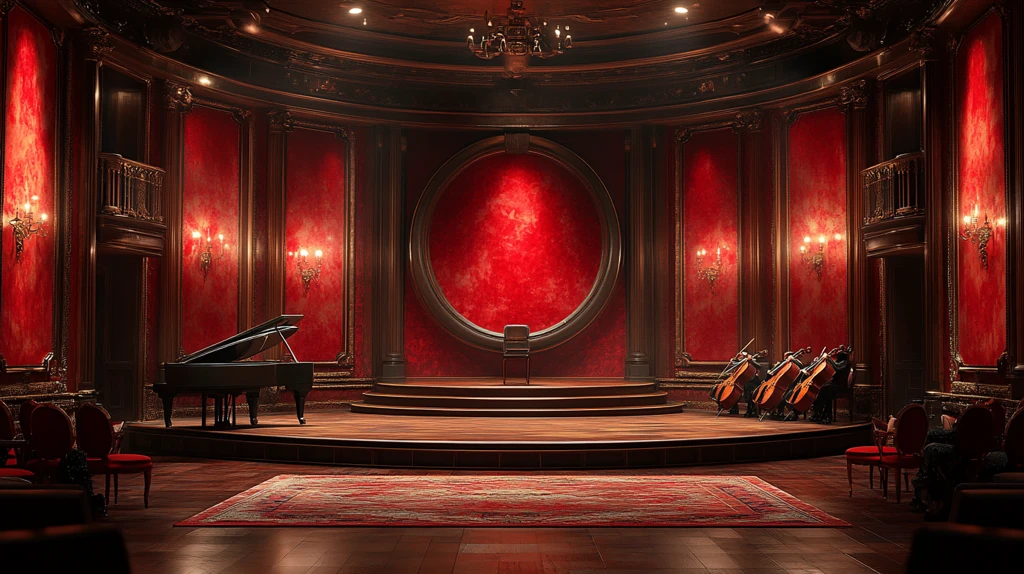 舞台红白装饰圆台钢琴