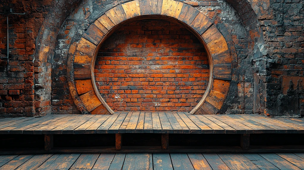 木质舞台与砖墙背景