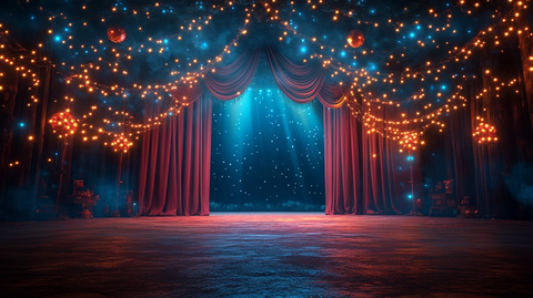 魔术装饰幕布开启