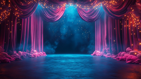 魔术装饰幕布开启