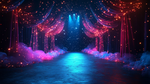 魔术装饰幕布开启