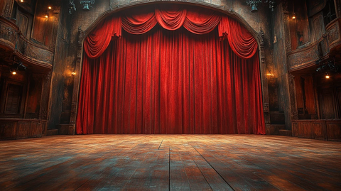 剧场舞台红色幕布