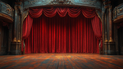 剧场舞台红色幕布