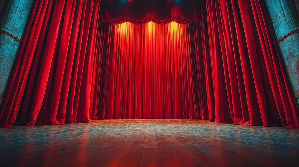 剧场舞台红色幕布