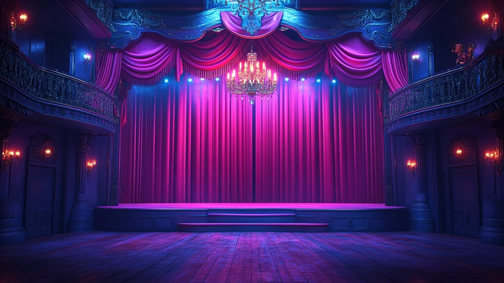 舞台红幕与吊灯