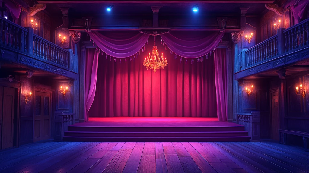 舞台红幕与吊灯