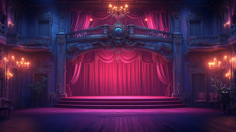 舞台红幕与吊灯