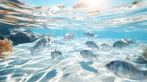 鱼群穿梭水面