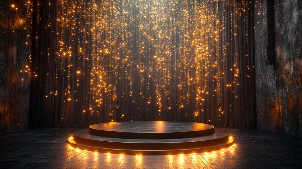 金色舞台与黑色幕布