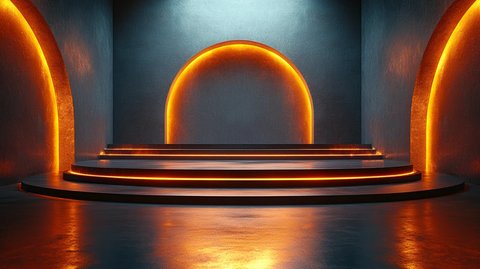 金属讲台与几何光影