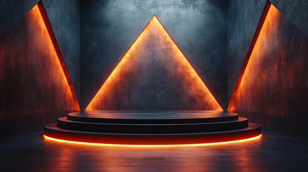 金属讲台与几何光影