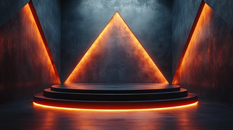 金属讲台与几何光影