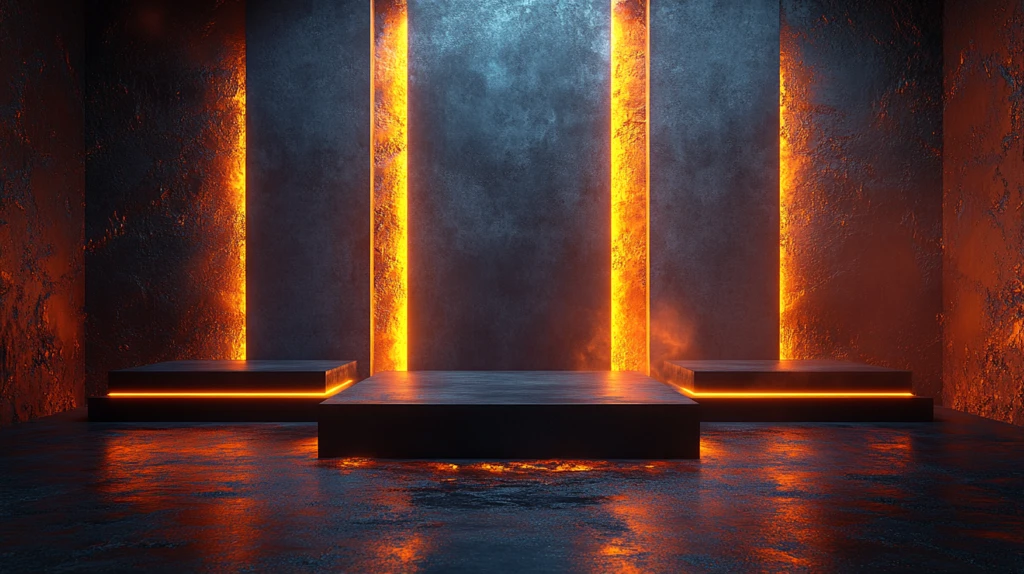 金属讲台与几何光影