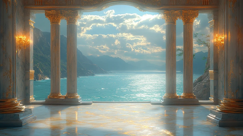 沙滩舞台上的镀金建筑