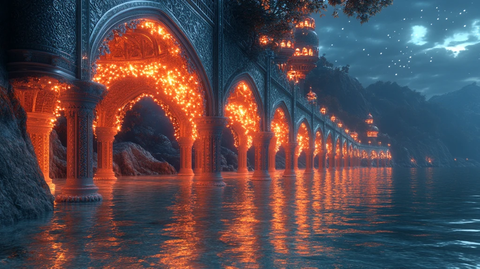 沙滩舞台上的镀金建筑