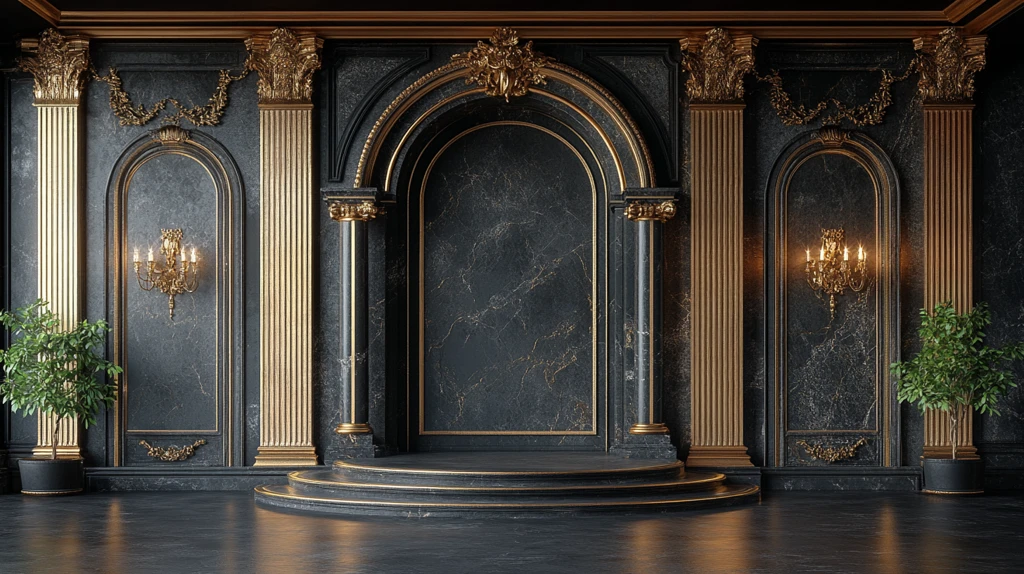 黑色金色舞台背景元素