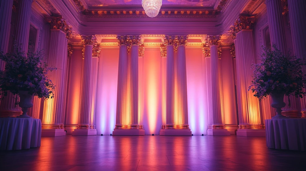 金色柱子与紫色墙壁