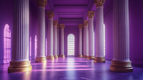 金色柱子与紫色墙壁