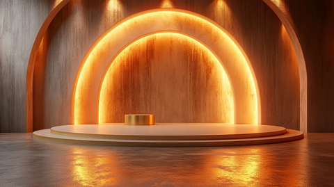 金色弧形舞台背景