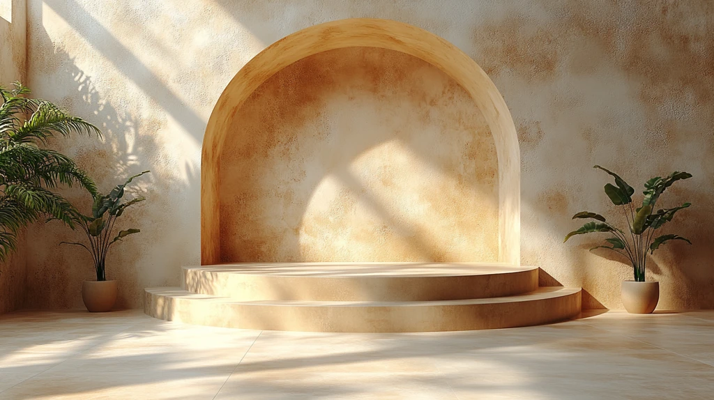 金色弧形舞台背景