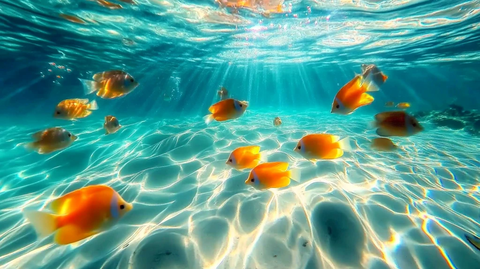 鱼群穿梭浅海水