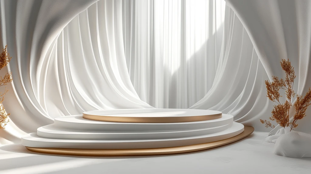 白色背景金色线条椭圆形舞台