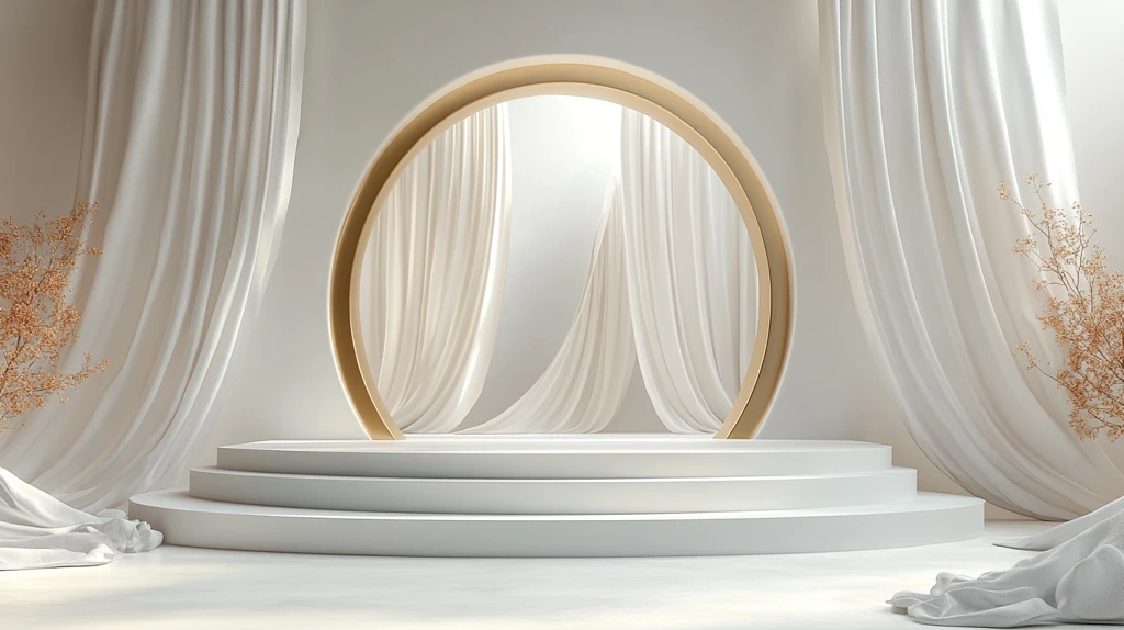 白色背景金色线条椭圆形舞台
