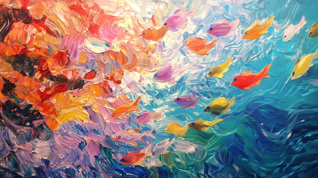 油画鱼群