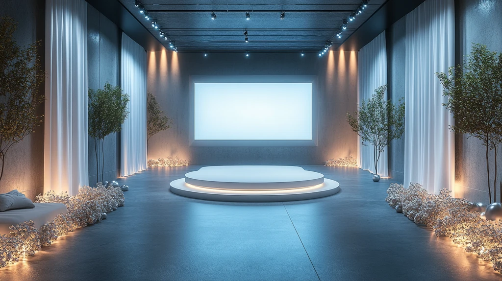 电视演播室空桌银球装饰