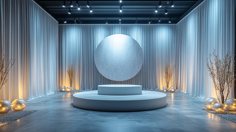 电视演播室空桌银球装饰