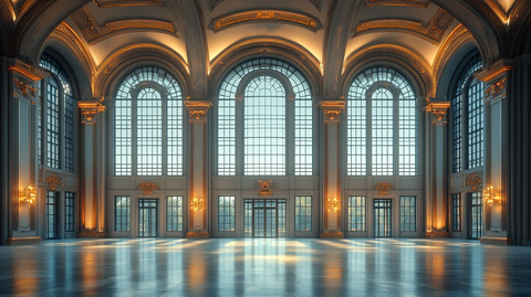 中央舞台高窗白墙