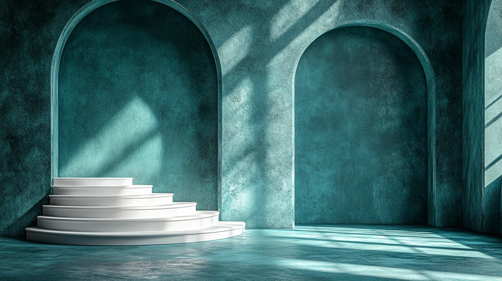 白色讲台与深绿背景