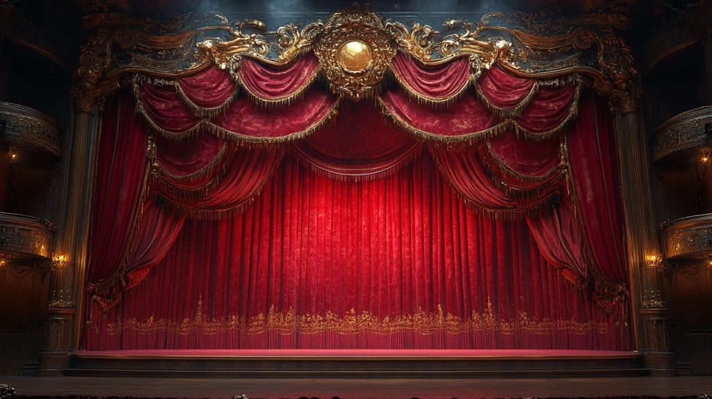 红色天鹅绒歌剧幕布