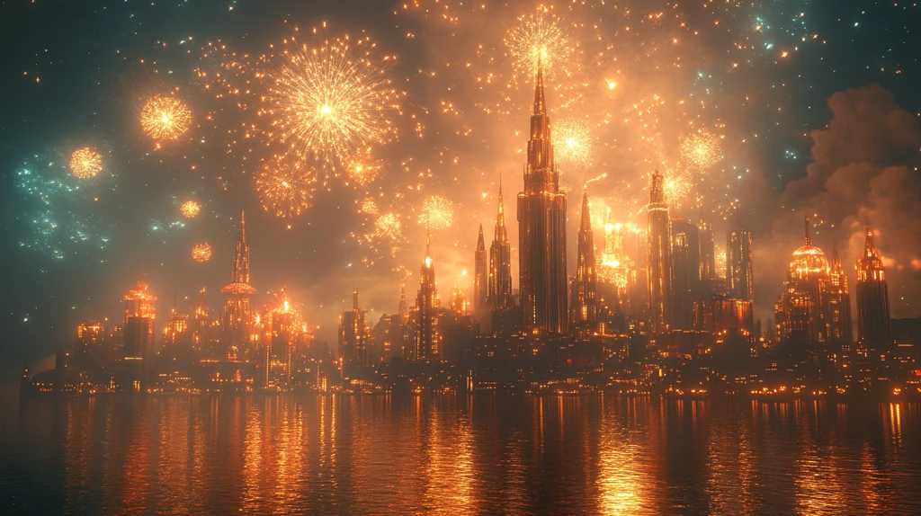 新年舞台烟花都市