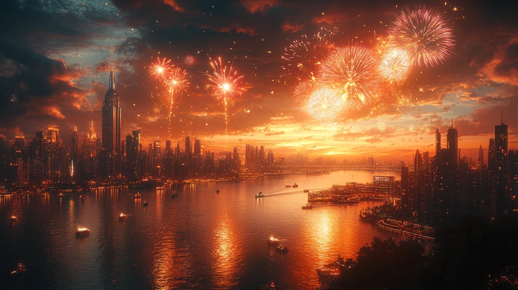 新年舞台烟花都市