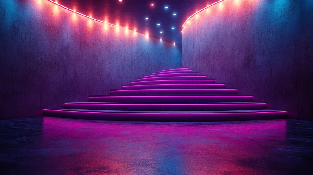 白色TED演讲舞台与紫色灯光