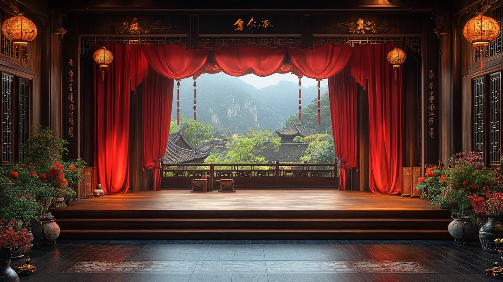 古典舞台雕刻栏杆