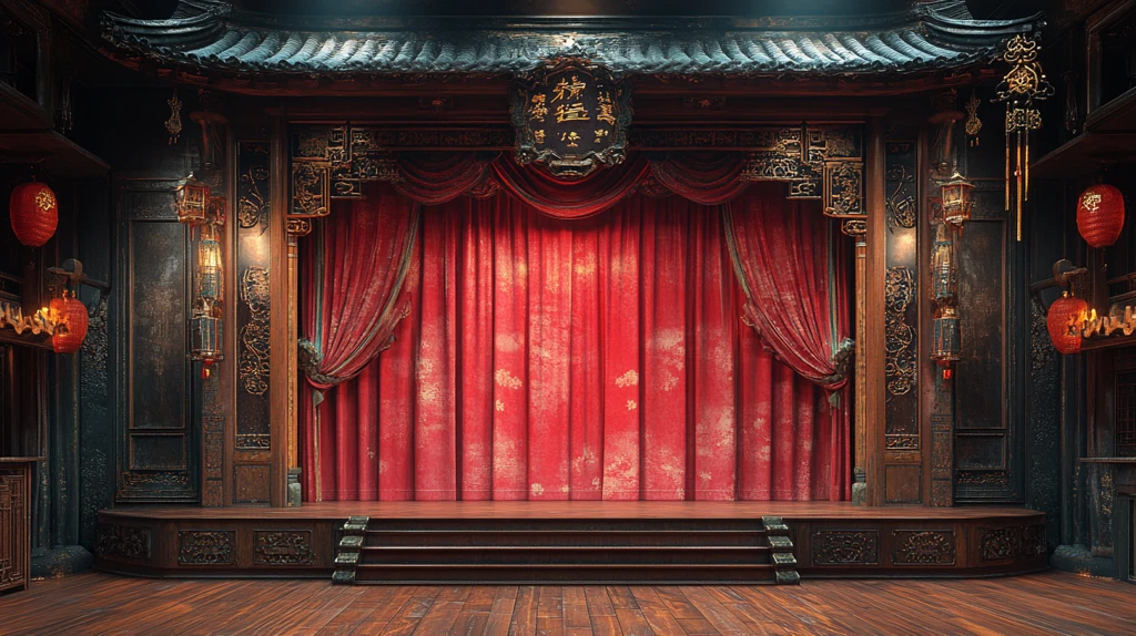 古典舞台雕刻栏杆