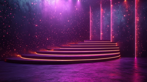 紫色舞台金色灯光